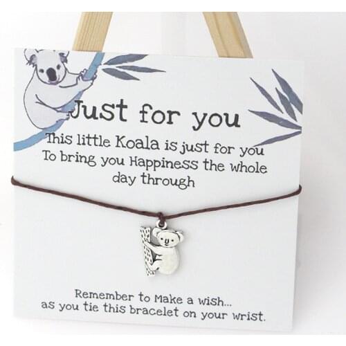 Lucky Koala Wish Bracelet Cute Koala Charm Wish Card Friendship Bracelets Koala Jewelry for Women Men Best Friend Gifts