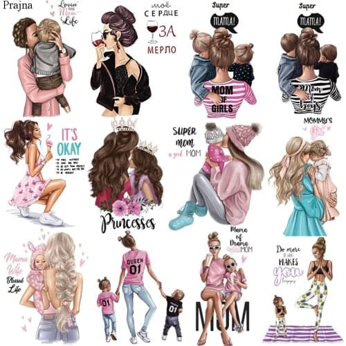 Prajna DIY Mom of Boys Cloth Patches Super Mom Clothes Stickers Iron On Accessory Heat Transfer Fashion Iron On Patches Washable