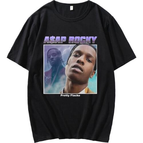 Harajuku Hip Hop Rapper Asap Rocky Short Sleeve Top Men Women Fashion Casual T-shirt Male Oversized Loose Pure Cotton T-shirt