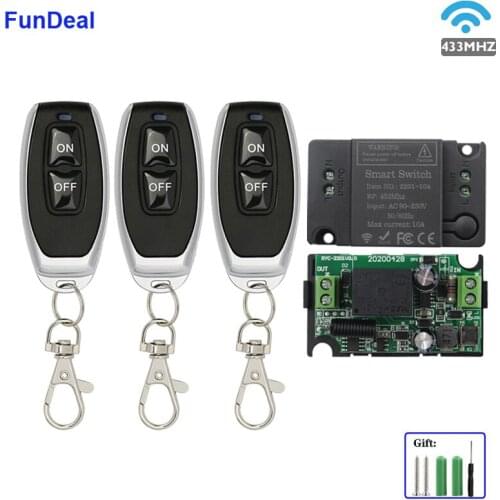 433 MHz Universal Wireless RF Remote Control Switch 1CH 10A Relay AC 110V 220V 250V Power On/Off Lighting Controller Appliances