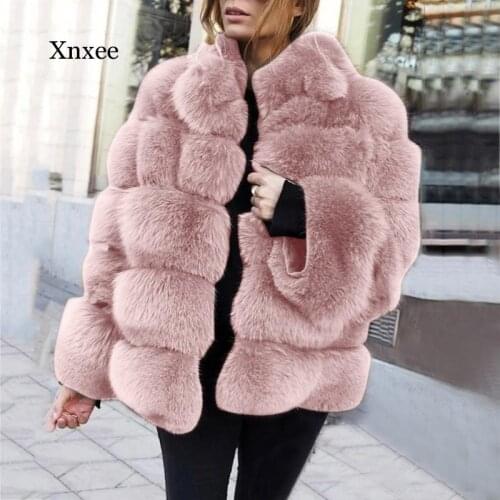 2021 Winter Faux Fur Coats Women Top Fashion Pink Coats Elegant Thick Warm Outerwear Fake Fur Woman Jacket Overcoat Clothing