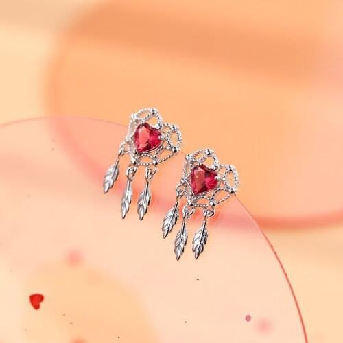 REETI New Hot Fashion 925 Sterling Silver Crystal Heart Earrings for Women Girls Gift Fashion Statement Jewelry