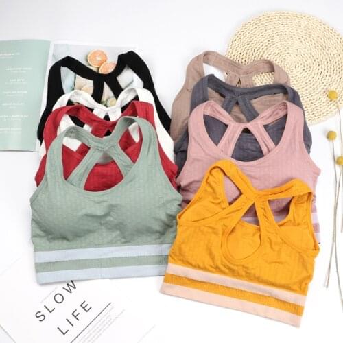 Women Sexy Underwear Solid Sport Bra Running Push Up Summer Crop Top Girl Top Gym Women Fitness Bra Yoga Suit Tops Cross Back