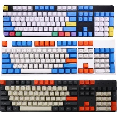 108Pcs/Set PBT Color Matching Key Cap Keycaps for Cherry MX Mechanical Keyboard Keycap Replace 108