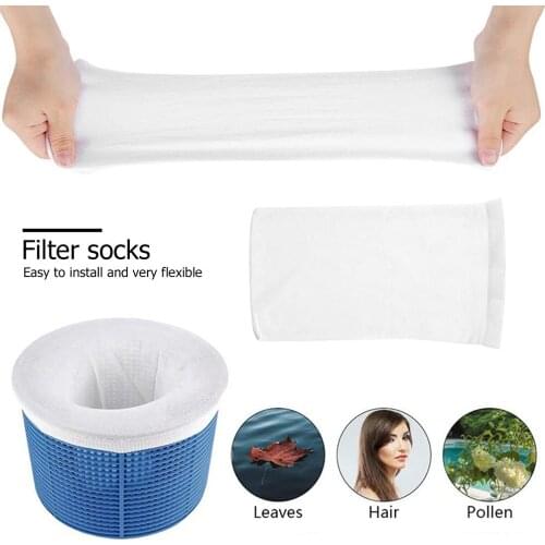 5/10/15/20 Pcs Skimmer Basket Filter Removes Leaves Cleaning Tool Durable Pool Skimmer Socks Protection Pump Nylon Elastic