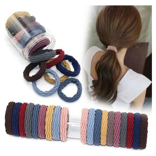 5Pcs Strong Elastic Hair Bands Rubber Rings Hair Ties Band Resilience Seamless Wave Rope for Women Girls Ponytail Holder