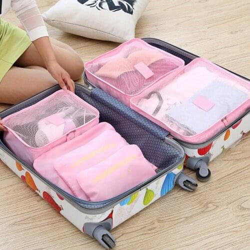 6 Pcs Travel Organizer Bag Travel Storage Bag Set for Clothes Tidy Organizer Wardrobe Suitcase Pouch Case Shoes Packing Cube Ba