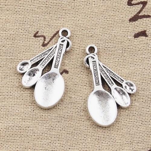 6pcs Charms Three Kitchen Spoon 31x20mm Antique Making Pendant fit,Vintage Tibetan Silver color,DIY Handmade Jewelry