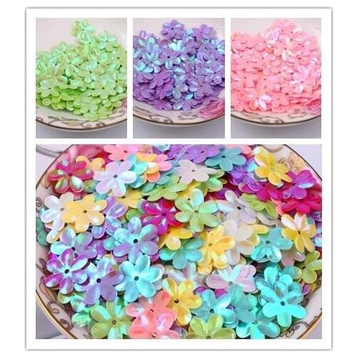 600pcs/lot 15mm Flower Sequins Cup Six Petals With 1 Center Hole Plum Blossom 10 Colors Available Confetti