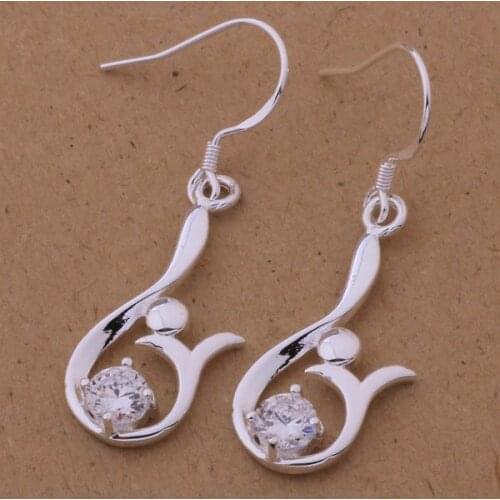 AE490 Hot sterling earrings , fashion jewelry , fishtail inlaid stone /cndaleka axfajoma silver color