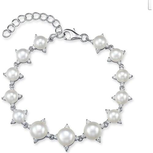 925 Sterling Silver bracelet for women with AAA grade luster natural freshwater pearls 925 sterling silver jewelry SL3007