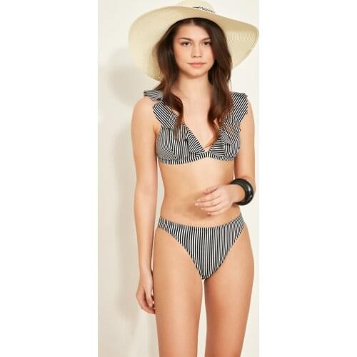 C & City Triangle Frilly Bikini Suit 3109 Anthracite