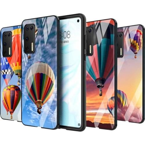 Tempered Glass Cover Shell Luxury Hot Air Balloon For Huawei P40 P30 P20 P10 Pro Plus Lite 5G 2019 Phone Case