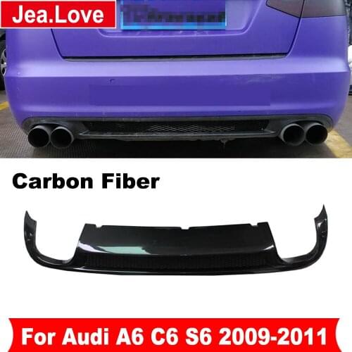 Real Carbon Fiber Rear Bumper Diffuser Rear Lip Protector Tail Decoration for Audi A6 C6 S6 2009-2011 Modification Car Styling