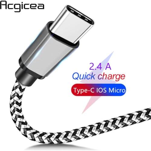 Micro USB Cable 2.4a fast charge Type-C USB C Charger cord wire for samsung xiaomi huawei android mobile phone cables 1m 2m 3m