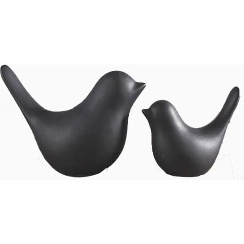 Ceramic Animal Figurines Home Decoration Furniture Desktop Display (Black Bird)