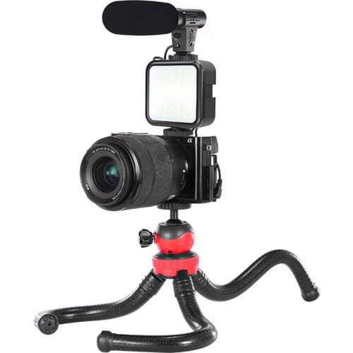 Photography Kit Camera Live Set Flexible Camera with Microphone LED Light Vlog Combo Set for Phone Video Shooting Vlogging