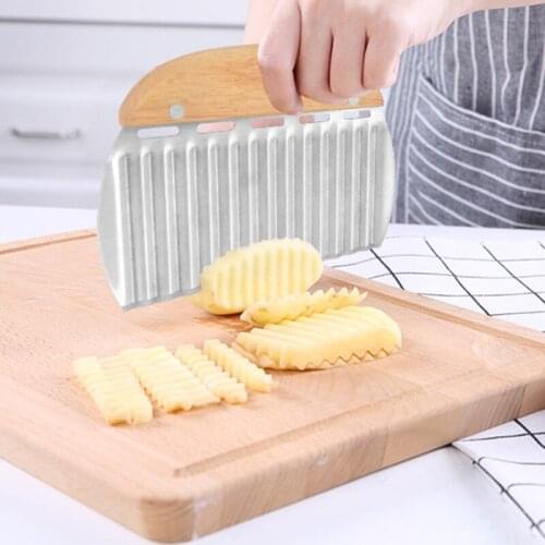 Kitchen Supplies Chopping Vegetables PotatoesStainless Steel Wave Corrugated French Fries CutterPotato Slicer
