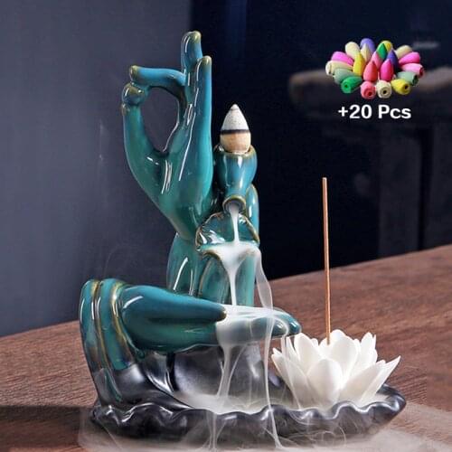 Lotus Incense Waterfall Incense Burner Zen Garden Bakhoor Decorative Ceramics Home Incense Holder Aromatherapy Incense Cones