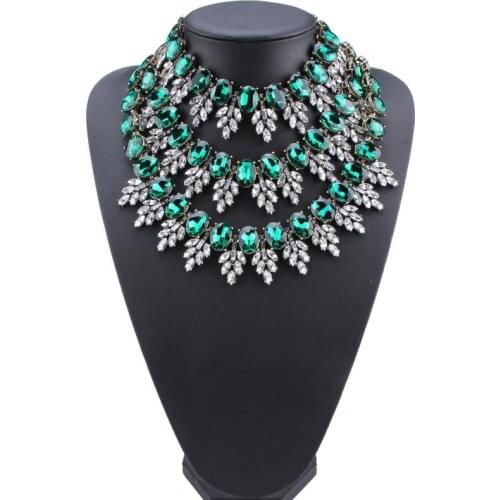 Best Lady Fashion Multilayer Gem Beads DIY Necklaces Boho Collier Femme Crystal Maxi Statement Collar Choker Necklace Jewelry