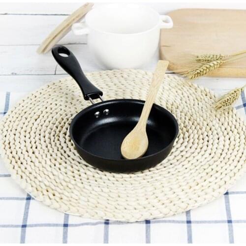 M7DF Mini Cooking Pan Non-Stick Iron Frying Pan Coating Portable Long Handle Fried Eggs Making Breakfast