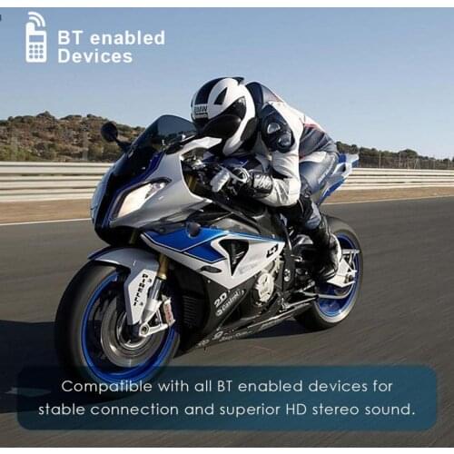 Motorcycle Intercom Helmet Bluetooth 4.1 Waterproof FM Radio (Black)