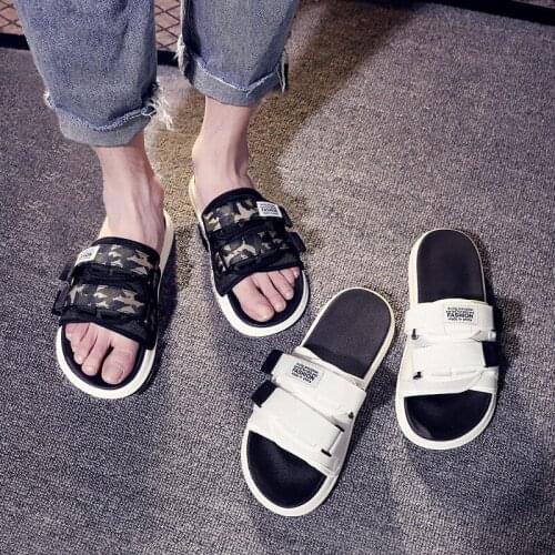 Mens Slippers 2021 New Fashion All-match Couple Non-slip One-word Slippers Beach Shoes