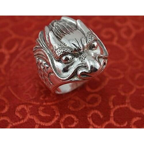 Carve jewelry Atmospheric zodiac retro swagger 999 sterling silver ring male leading fine silver dragon ring ring men