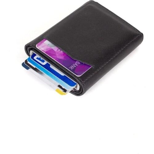 Crazy genuine leather automatic card holder for men money clip wallet credit id mechanism bag turkey