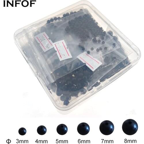 INFOF Soft Fishing Beads Kit 500pcs Rubber Round Bead Stopper Black Glow Red Green Carp Fishing Lure Rig Accessories