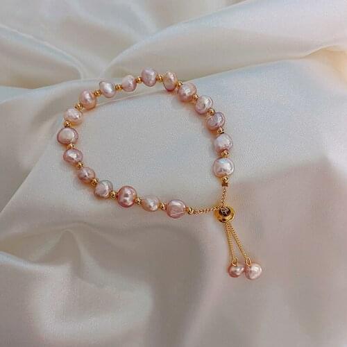 2021 New Trendy Baroque Natural Pearl Bracelet For Woman Fashion Korean Lady Charm Party Temperament Round Bracelet Jewelry Gift