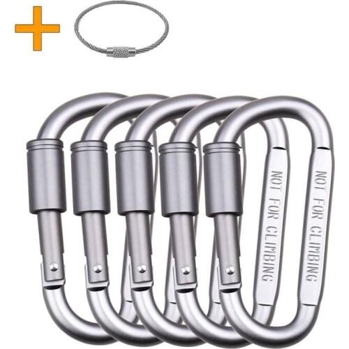 New-Aluminum alloy D Ring Clip D Shape Super Durable Strong and Large Carabiner keyring Keychain Clip for Outdoor Camping Key Ch