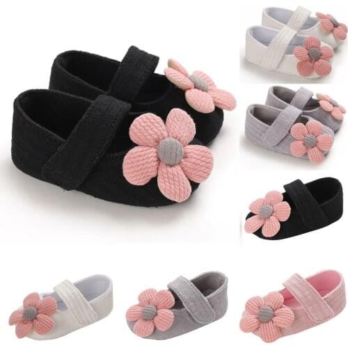 0-18M Newborn Baby Girls Boys Crib Shoes Cotton Flowers Hook Soft Cork Baby Comfortable Mixed Infant Princess Shoes 3 Colors