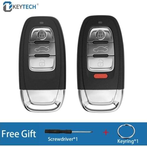 OkeyTech 3/4 Buttons Replacement Remote Control Car Key Shell Cover For Audi A4L A6L Q5 A5 754C / 754G With Key Uncut Blade FOB