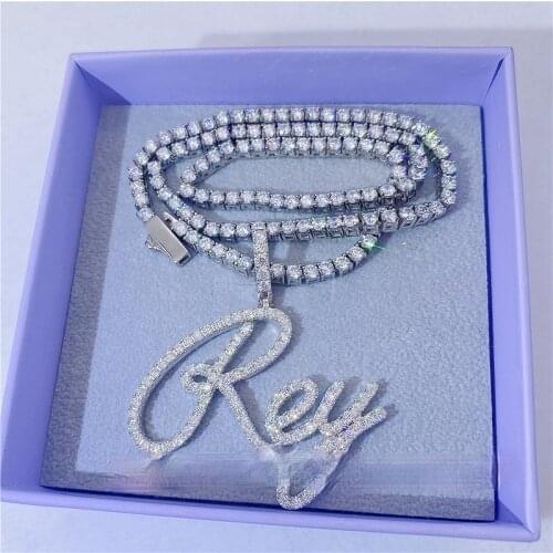 P&Y 2021 Customized Initial Iced Out Letter Pendant Jewelry Pass Diamond Tester Lowest Price VVS Moissanite Diamonds