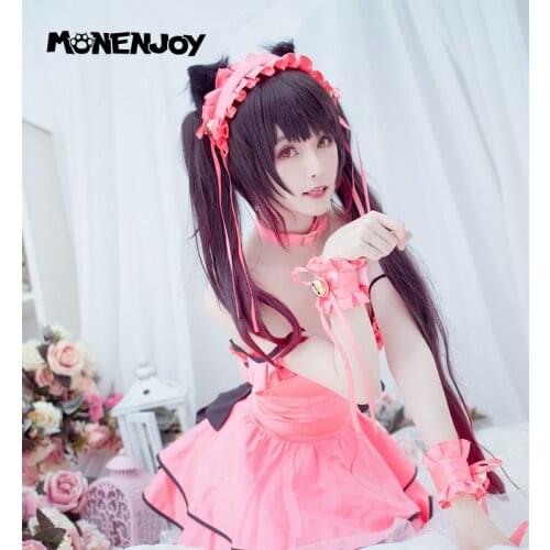 Monenjoy Date A Live Tokisaki Kurumi Cosplay Wig Nightmare Anime Black Red Cos Hair