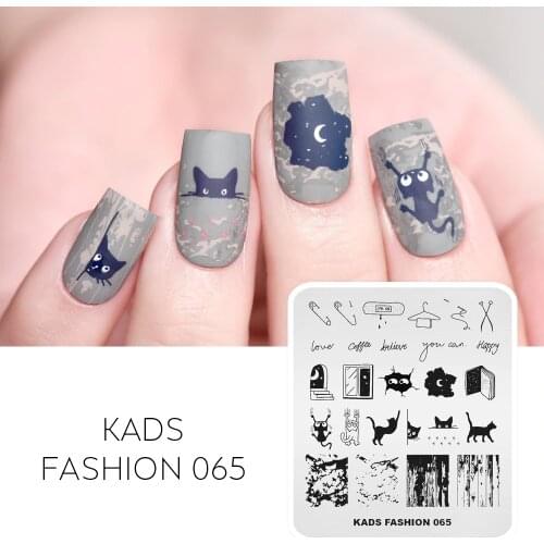 KADS Nail Art Stamp Template Cracks Wood Grain Cats Pattern Nail Stamping Plate Fashion Design Nail Art DIY Nail Image Plate