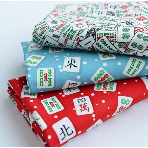 Half Meter 100% Cotton Plain Fabric For Handmade DIY Table Cloth Back Cushion Bag Doll Mahjong Print T1480