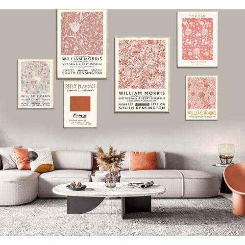 Nordic Simple Poster William Morris Retro flower exhibition wall art canvas painting living room decorative wall art poster