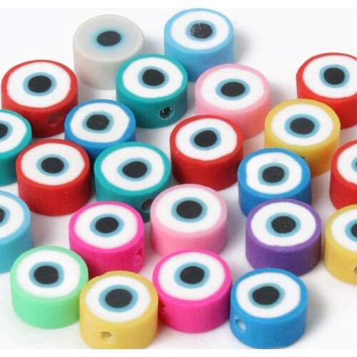 50Pcs/Lot 10mm Evil Eye Round Clay Polymer Beads Are Used To Makeing DIY Jewelry Bracelet Necklace Accessories