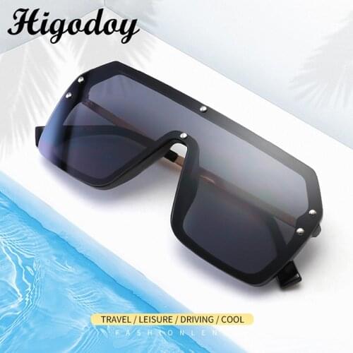 Higodoy Retro Metal Oversized Semi-Rimless Sunglasses Men Square Vintage Goggle Women Sun Glasses Ocean Half Frame Ladies Gafas