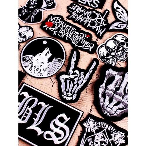 Punk Skull Iron On Stickers For Clothes Parches Bordados UFO Rock Hippie Mexican Badge Decal Decoration Sewing Embroidered Patch