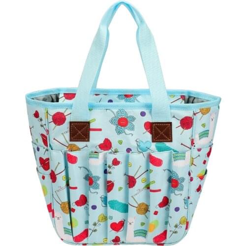 Knitting Bag Yarn Storage Organizer Knitting Tote Basket Needles Crochet Bags E56C