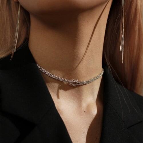 TIMEONLY Korean Fashion Wide Bling Bling Rhinestones Choker Necklace Temperament Charms Necklace for Women Female Party Jewelry