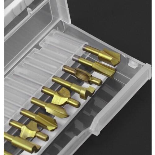 10Pcs Titanium Router Wood Milling Cutter Bits Fits Rotary Tool Set 1/8" Shank