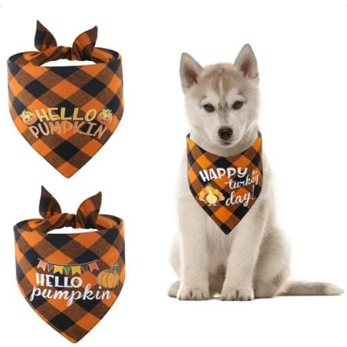 Pet Triangular Neckerchief Halloween Thanksgiving Double laye Bandana Bibs Scarf Dog Collar Accessories