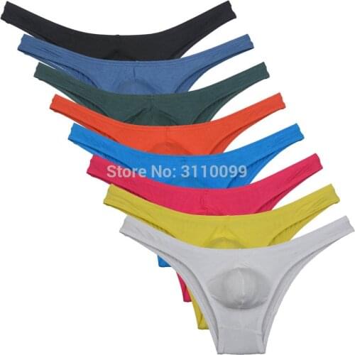Mens Modal Pouch Briefs Hipster Panties Bulge Underwear Half Cover Back Bikini Briefs