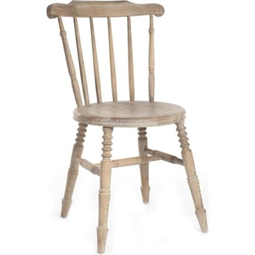 Nordic French Quiescent Furniture Vintage Windsor Chair Solid Wood White Oak Old Dining Chair