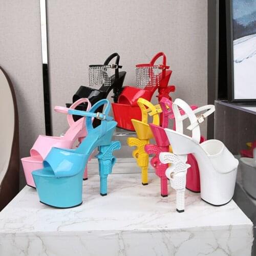 New 2021 Women Sexy Show Sandals 17 CM Platform High Heels Striper Pole Dance Shoes Gladiator Party Club Girl Shoes Wholesale 43