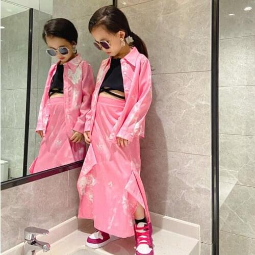 2021 Korea style girls 2 pcs set shirt+skirt cotton fashion autumn girls suit 4-9t B670